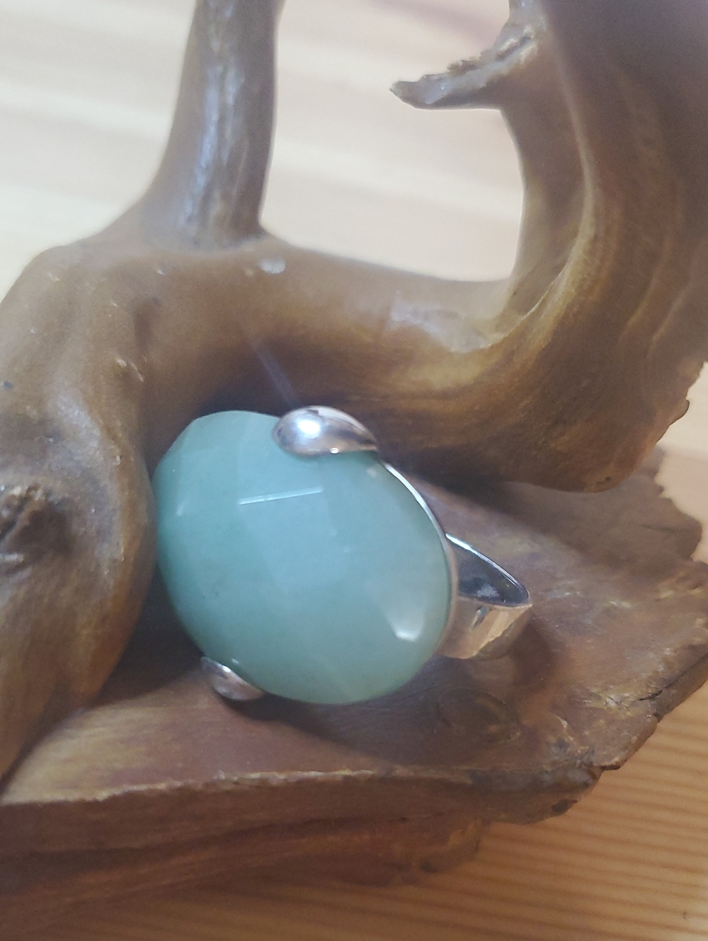 Sterling and adventurine adjustable ring D